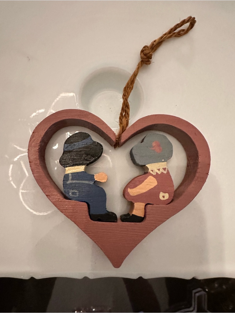 Handmade Heart Wooden Hanging decor of cute girl and boy